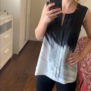 Calvin Klein black and white short sleeve blouse